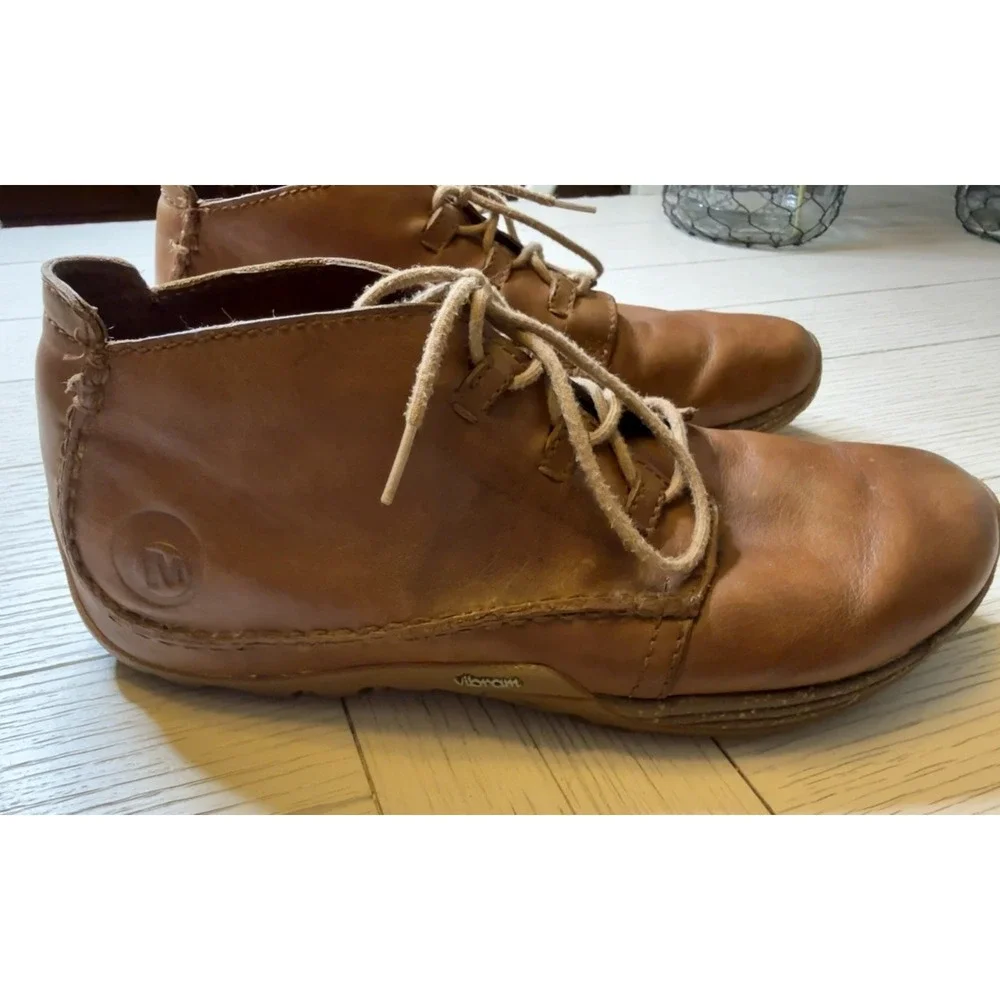 Merrell‎ Men Apollo Autumn Tan Chukka Leather Lace Up Ankle Boots Vibram Sole 10